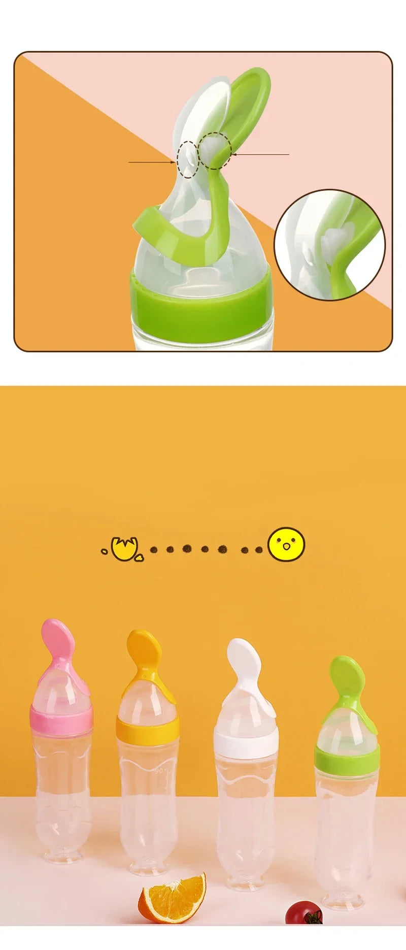 NomNom™ Silicone Baby Feeding Bottle with Spoon