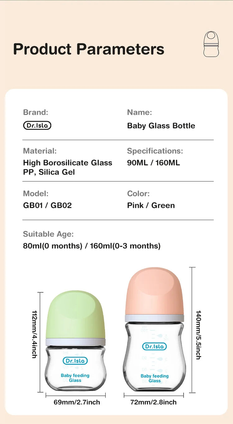 Anti-Colic Glass Baby Bottle