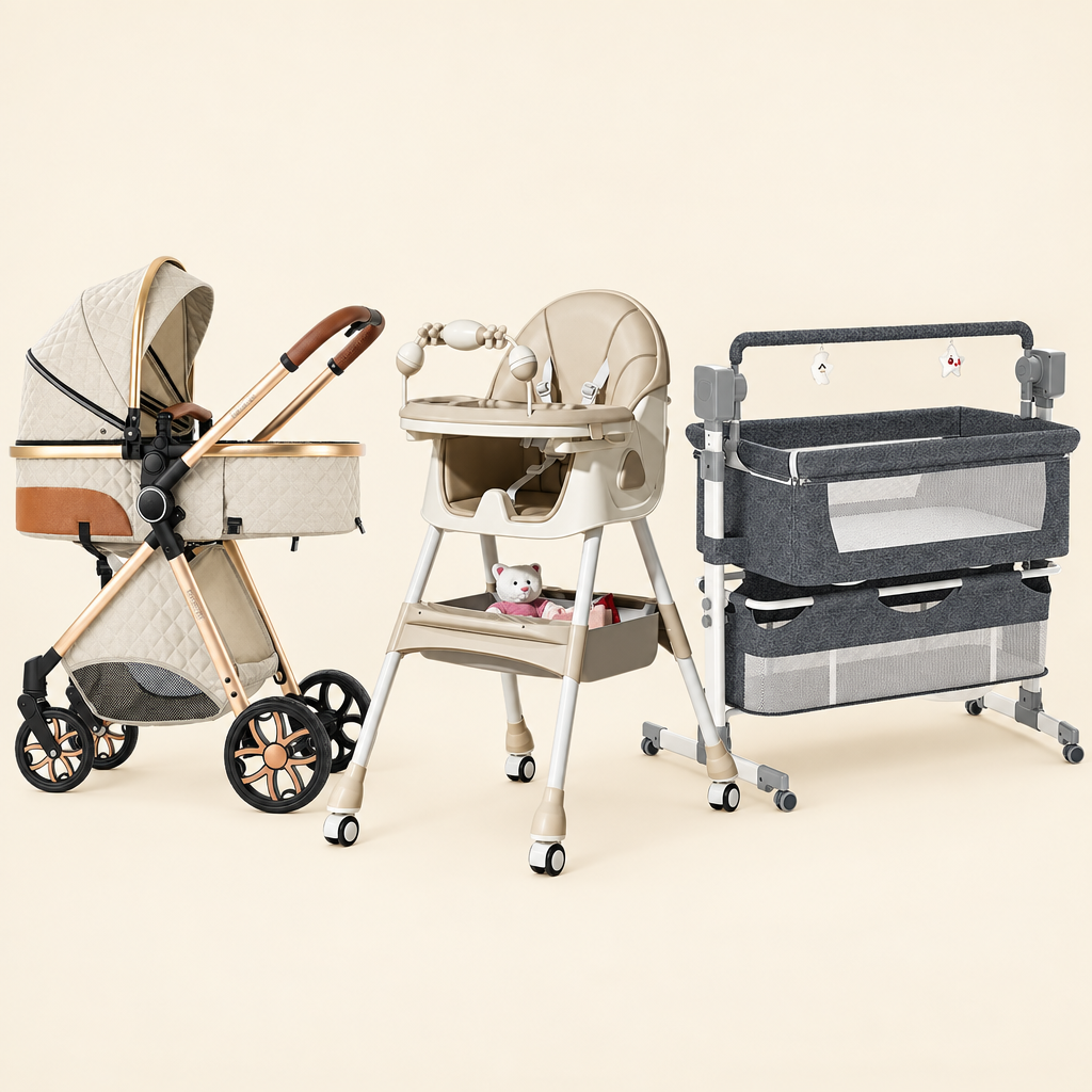 Velluris CleanSway Bundle: Stroller, High Chair & Bassinet